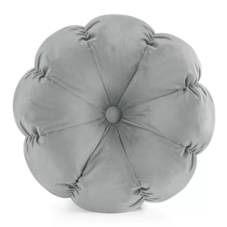 Poduszka w kształcie kwiatka 37 x 37 x 13 cm welwetowa srebrna FLOWER Eurofirany