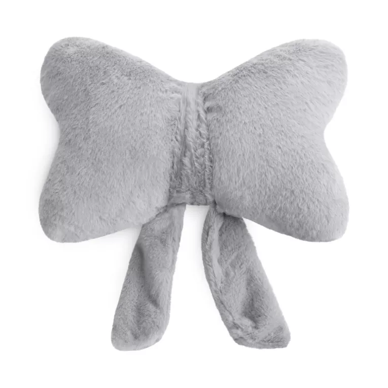 Poduszka w kształcie kokardy 37x30 cm z futerkowej tkaniny srebrna WIOSNA 135 Eurofirany