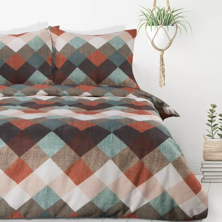 Pościel 160x200 cm  kolor brązowy, miętowy z nadrukiem geometrycznym ALEXA Design 91 Eurofirany