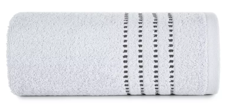 Ręcznik kąpielowy 50x90 cm bawełniany kolor srebrny z ozdobnym stębnowaniem na bordiurze 500 g/m2 FIORE Eurofirany