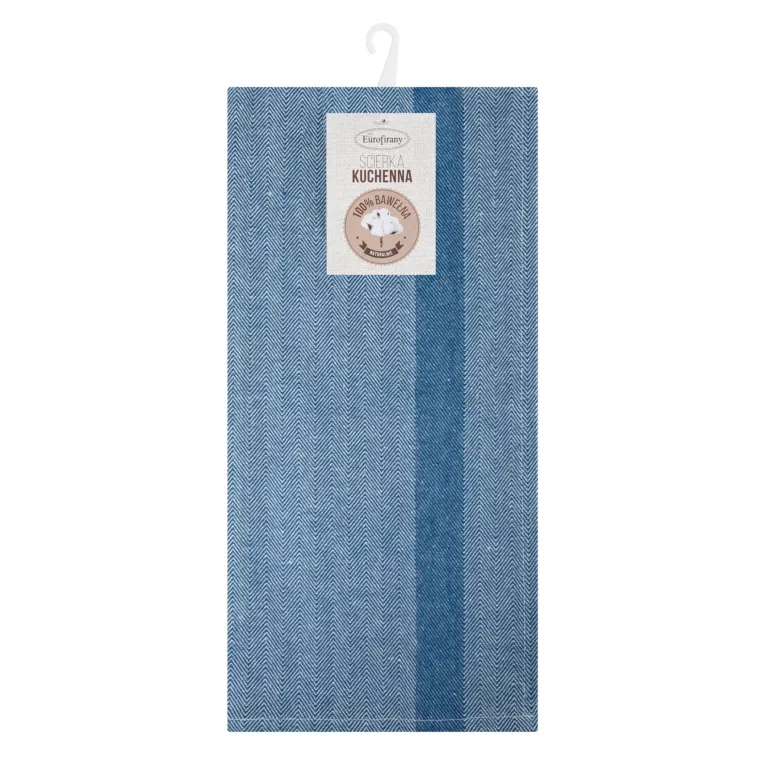 Ściereczka kuchenna 50x70 cm bawełniana kolor niebieski zdobiona pasami 200 g/m2 OLIVIA Eurofirany