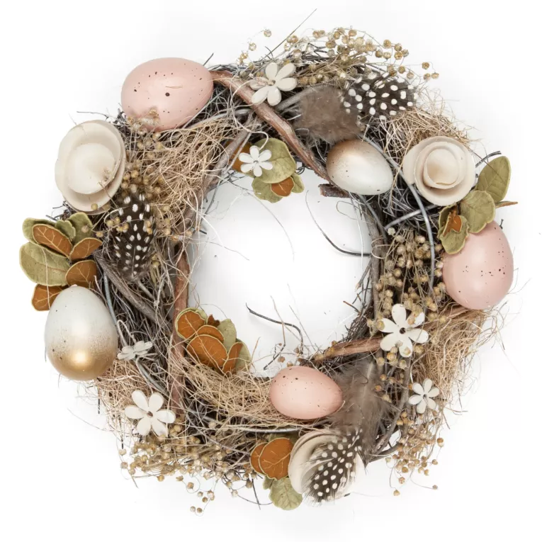 Dekoracyjny wianek welkanocny z naturalnych gałązek Eurofirany