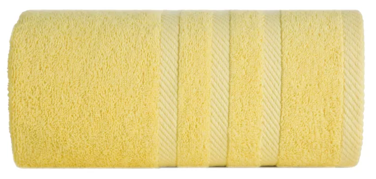 Ręcznik kąpielowy 100x150 cm bawełniany kolor żółty z ozdobną bordiurą 500 g/m2 MILO Eurofirany