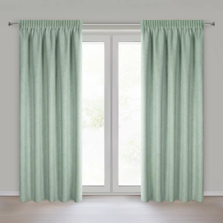 Zasłona zielona o naturalnym splocie z efektem melanżu 140x270 cm taśma - JULA2 Eurofirany