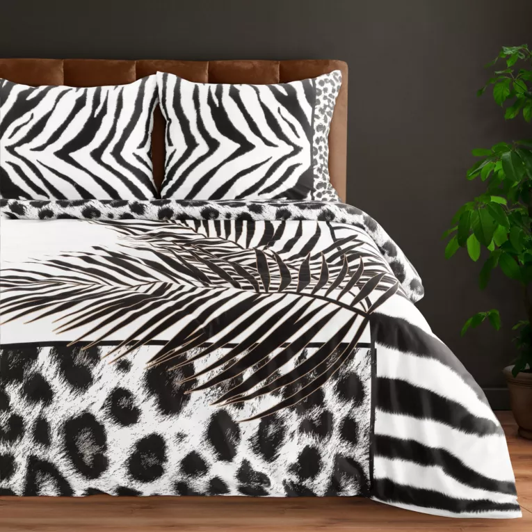 Pościel 160x200 cm z makosatyny bawełnianej kolor biały, czarny z designerskim wzorem Eva Minge Eurofirany