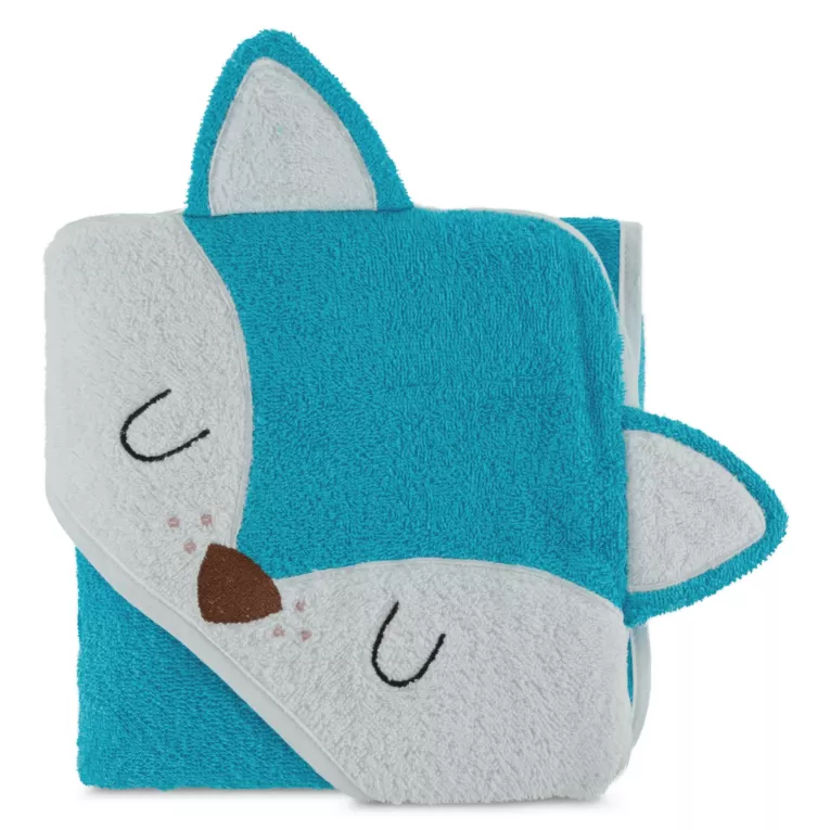 Ręcznik kąpielowy dziecięcy 100x100 cm bawełniany kolor niebieski 350g/m2 z kapturem BABY 70 Eurofirany