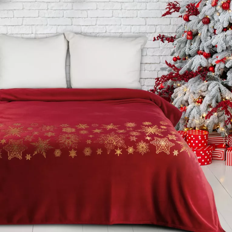 Koc  150x200 cm czarno, złoty ozdobiony gwiazdkami JOY Eurofirany