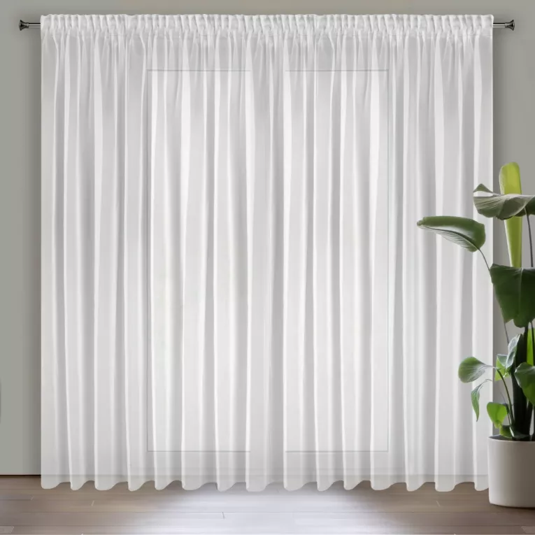 Firana biała z lekkiej i błyszczącej tkaniny 350x250 cm przelotka ESEL ELLA LINE Eurofirany