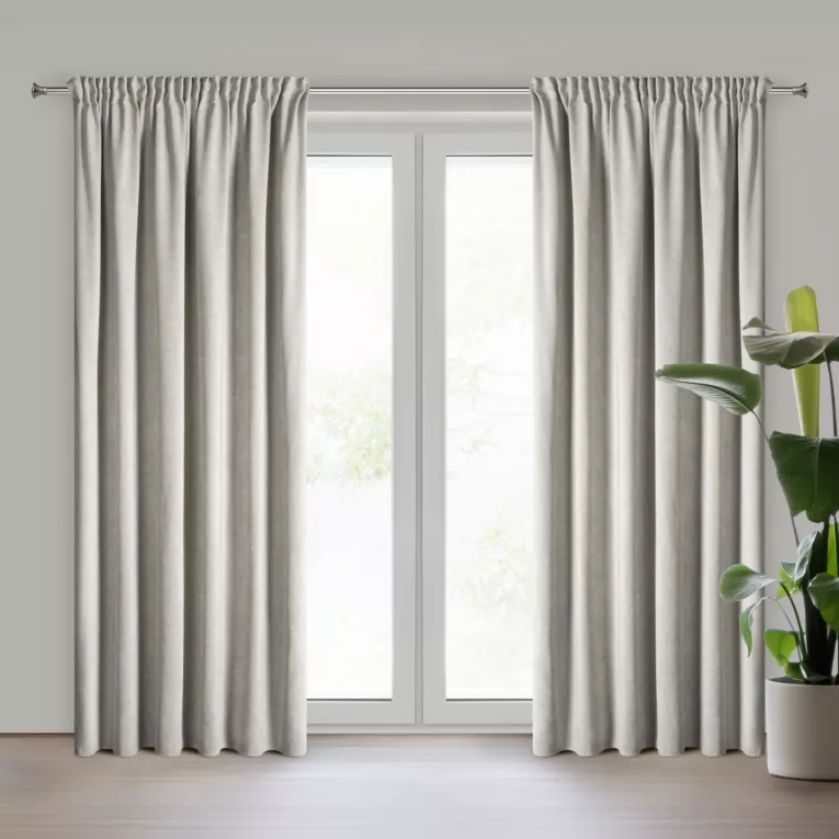 Zasłona stalowa z szenilowej tkaniny 140x270 cm  taśma - MEGI Eurofirany