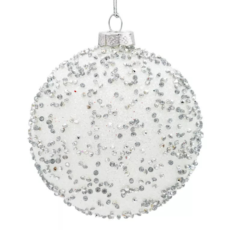 Klasyczna bombka choinkowa ręcznie zdobiona  obsypana kryształkami Eurofirany
