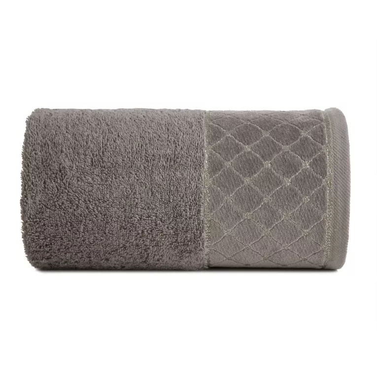 Ręcznik kąpielowy 50x90 cm bawełniany kolor grafitowy z miękką szenilową bordiurą 520 g/m2 MARTHA Eurofirany