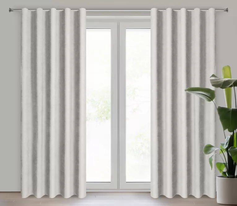 Zasłona jasnoszara z tkaniny welurowej 50x260 cm szerokość po zmarszczeniu fala 1:2 Dora Eurofirany