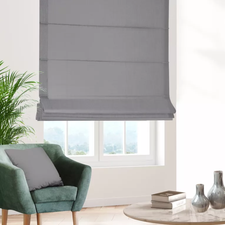 Roleta rzymska srebrna z ekologicznej tkaniny o naturalnym splocie