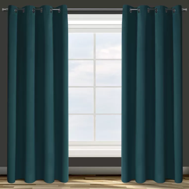 Zasłona ciemnoturkusowa  z gładkiej tkaniny zaciemniająca typu blackout 135x250 cm przelotka PARISA  DESIGN 91 Eurofirany