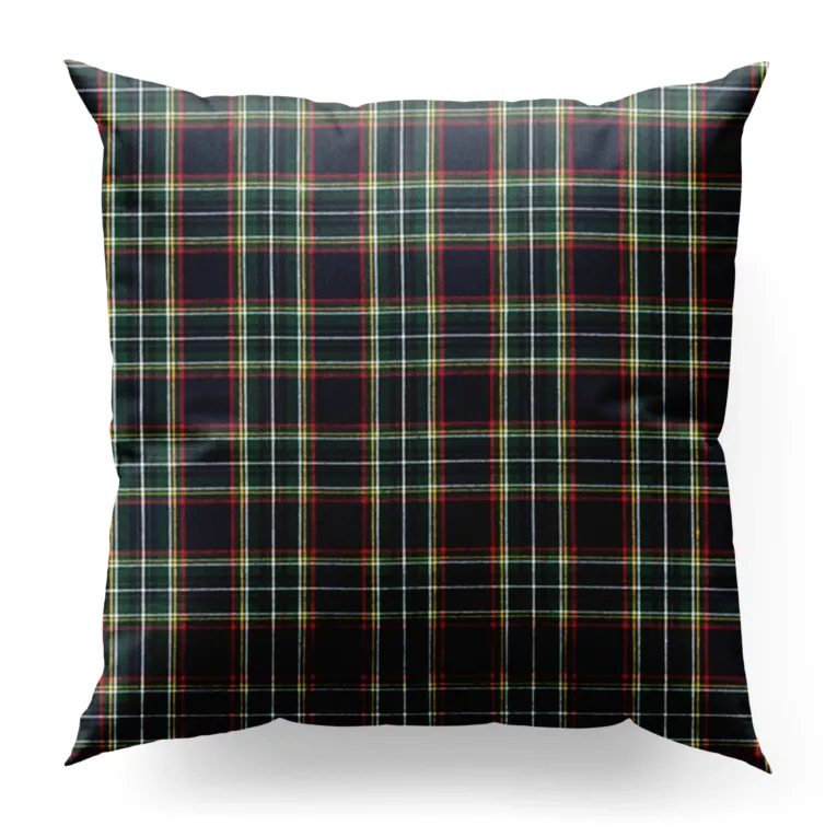 Poszewka szyta granatowo zielona z delikatnej tkaniny w kratkę