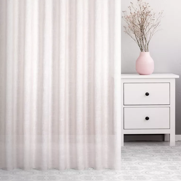 Zasłona szyta na taśmie fala pudrowo różowa z miękkiej tkaniny w stylu eko