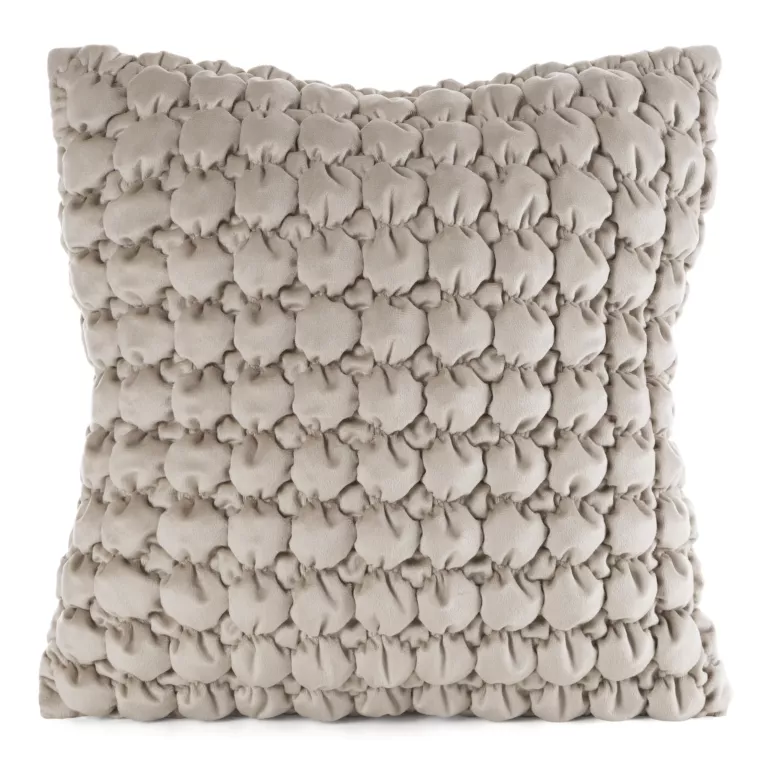 Poszewka na poduszkę 45x45 cm welwetowa zdobiona wzorem 3D beżowa VELVET 193 EUROFIRANY PREMIUM