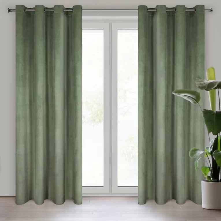 Zasłona oliwkowa z matowego welwetu 140x250 cm przelotka MELANIE Eurofirany