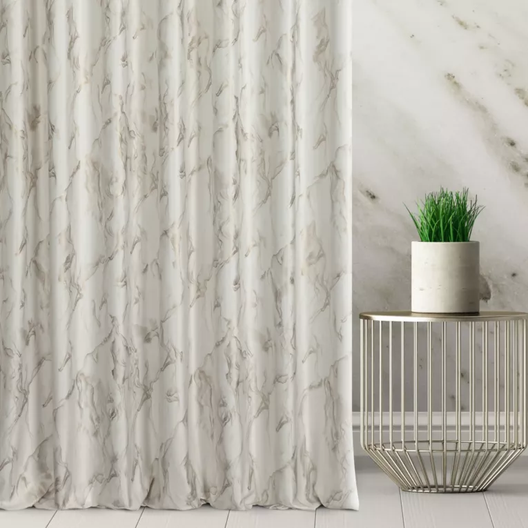 Tkanina zasłonowa welwetowa zdobiona złotym marmurkowym wzorem Eurofirany