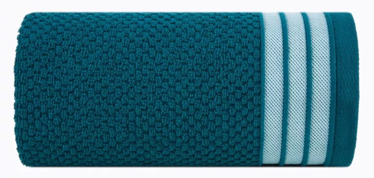 Ręcznik kąpielowy 70x140 cm bawełniany kolor ciemnoturkusowy w pasy 500 g/m2 MADLEN Eurofirany