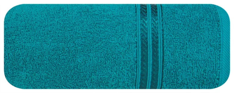 Ręcznik kąpielowy 50x90 cm bawełniany kolor turkusowy z bordiurą w paski 450 g/m2 LORI Eurofirany