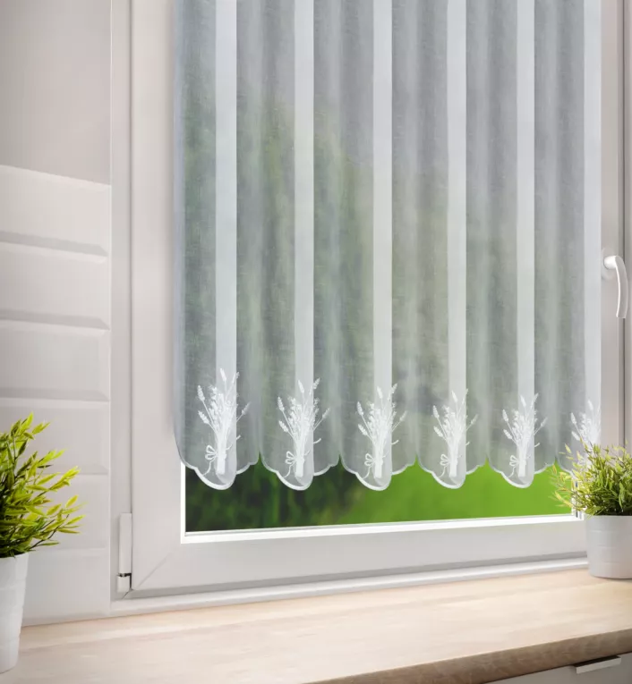 Tkanina firanowa zazdrostka z etaminy z haftem lawendy Eurofirany