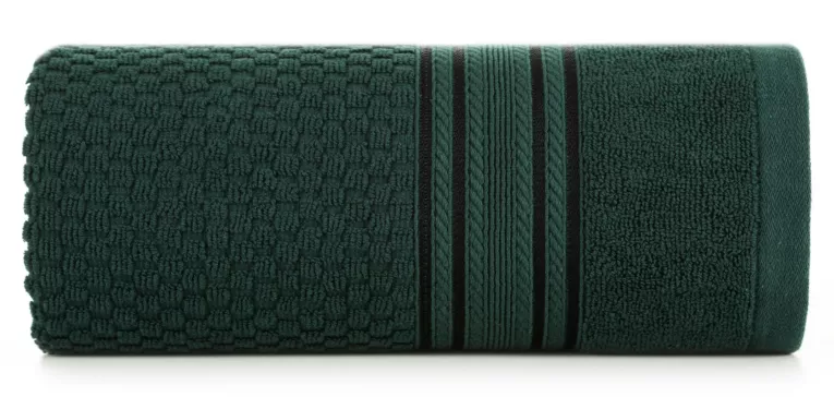 Ręcznik do rąk 30x50 cm bawełniany kolor ciemnozielony zdobiony subtelnymi paseczkami 500 g/m2 DAVOS Eurofirany