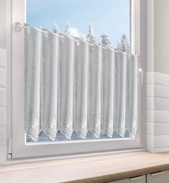 Tkanina firanowa zazdrostka z świątecznym haftem Eurofirany