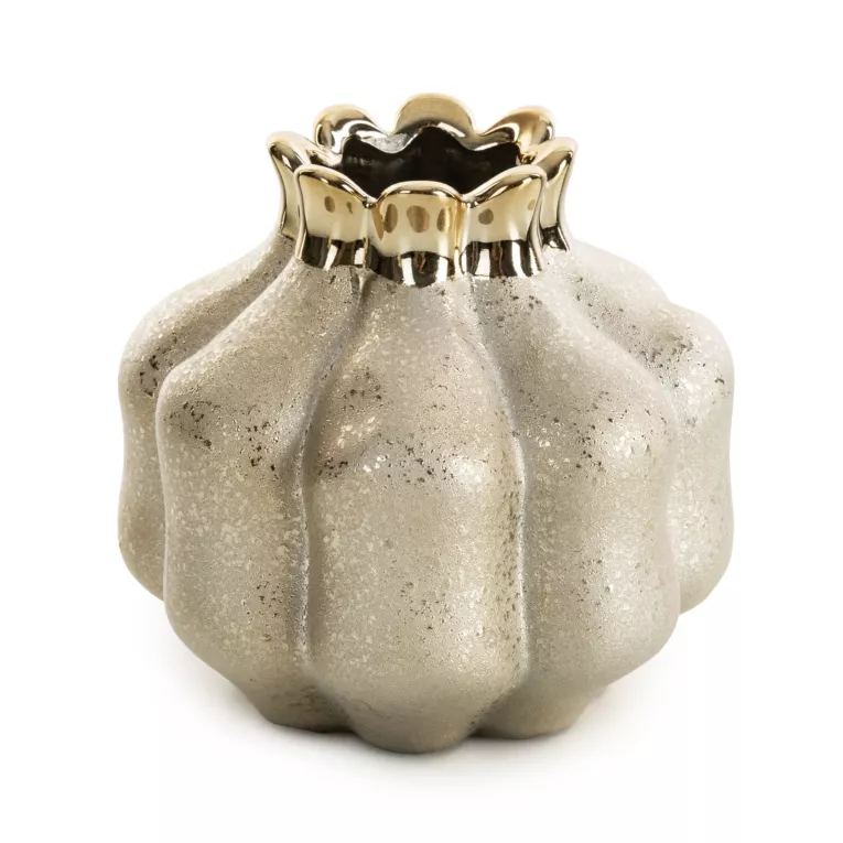 Wazon dekoracyjny MERIN o designerskim kształcie i lśniącymi akcentami Eurofirany