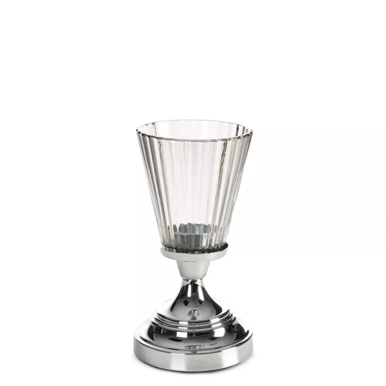 Świecznik dekoracyjny srebrno, grafitowy z szlanym złobionym kielichem średnica 12x21 cm ELIANI Eurofirany