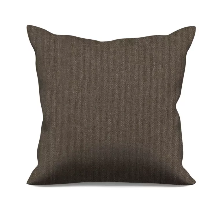 Poszewka szyta brązowa miękka, szenilowa tkanina o wyraźnym splocie i delikatnym połysku