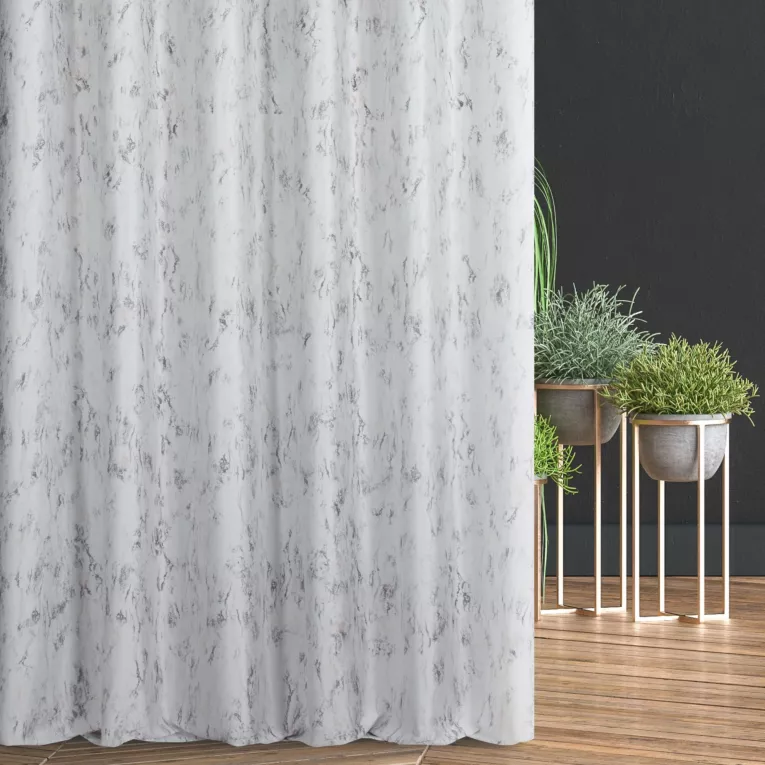 Zasłona szyta na przelotkach naturalno złocista z tkaniny welwetowej ze złotym marmurkowym nadrukiem