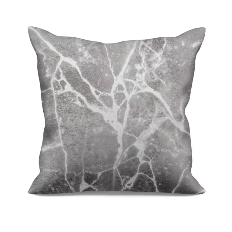 Poszewka szyta popielata z gładkiej tkaniny żakardowej z efektem marmuru