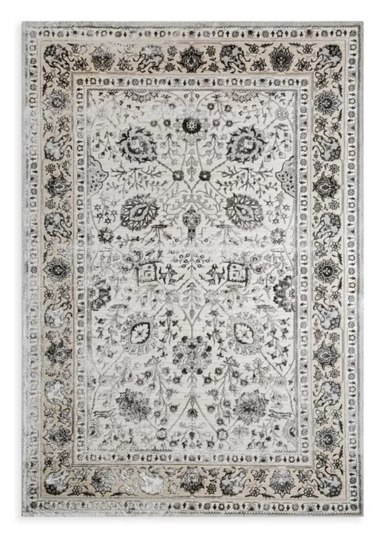 Dywan 140x190 cm  beżowo, brązowy zdobiony roślinnym wzorem VIANA Eurofirany
