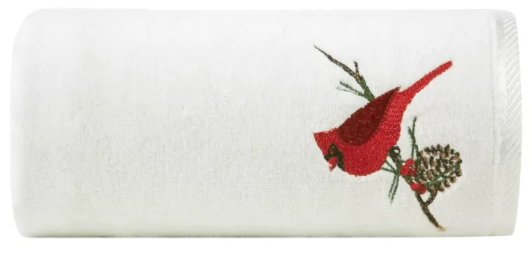 Ręcznik kąpielowy świąteczny 50x90 cm bawełniany kolor biały zdobiona świątecznym haftem 480 g/m2 PINO Eurofirany