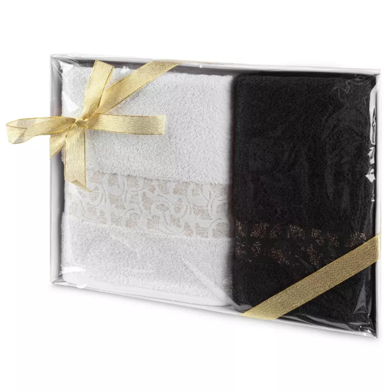 Zestaw ręczników bawełnianych 2 szt kolor biały,czarny 450 g/m2 BLINK Eurofirany