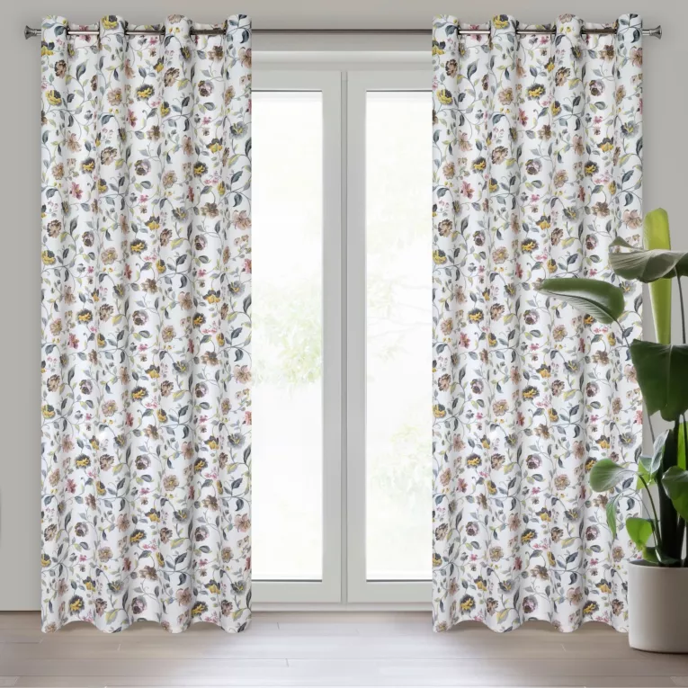 Zasłona KRISTAL zaciemniająca ze wzorem kwiatowym Eurofirany