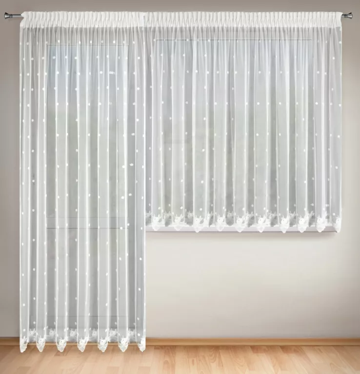 Firana ROSE na okno balkonowe z tkaniny woalowej zdobiona haftem Eurofirany