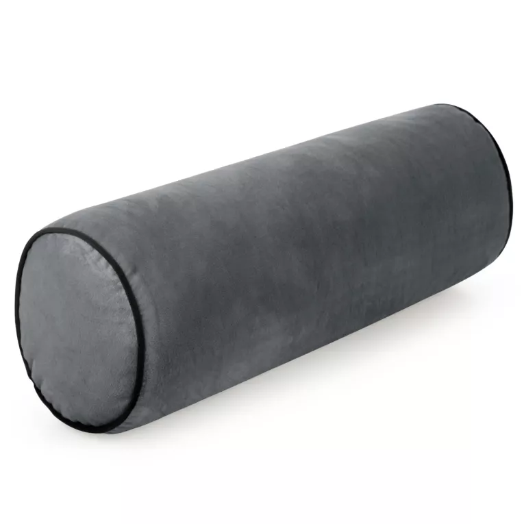 Poduszka dekoracyjna wałek 45 x 15 cm welwetowa stalowa zdobiony kontrastującą lamówką GAJA Eurofirany