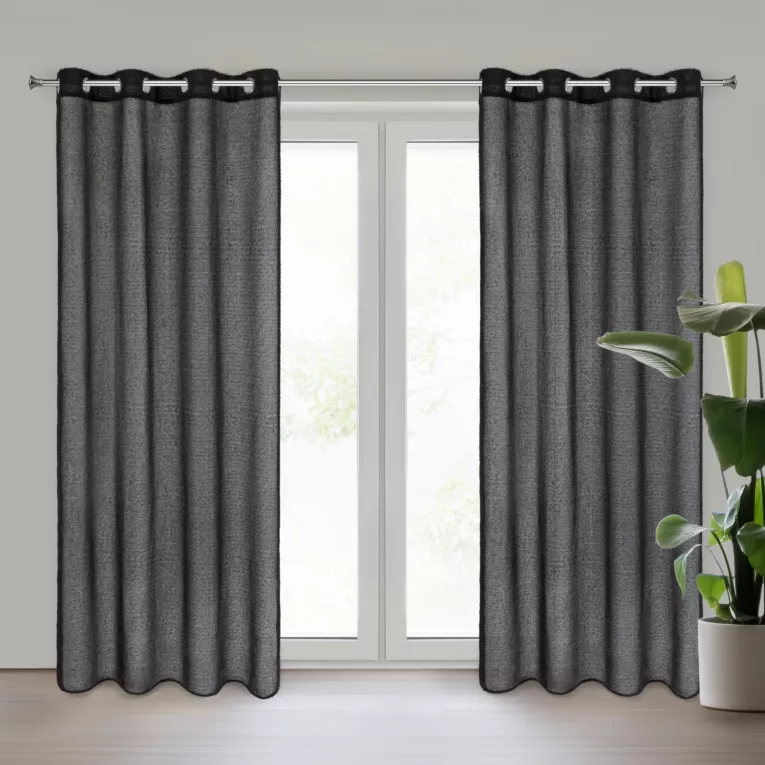 Zasłona czarna z moherowej tkaniny 140x250 cm przelotka AGIS Eurofirany