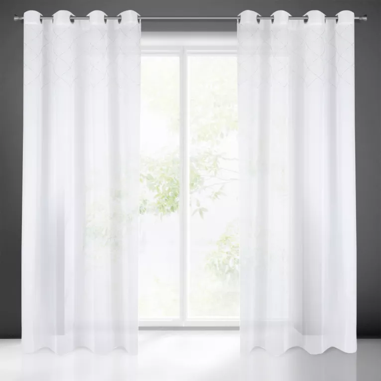 Firana PERŁA zdobiona perełkami z etaminy Eurofirany