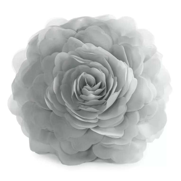 Okrągła poszewka o średnicy 40 cm kolor srebrny zdobiona kwiatem 3D FLORES 6 Eurofirany