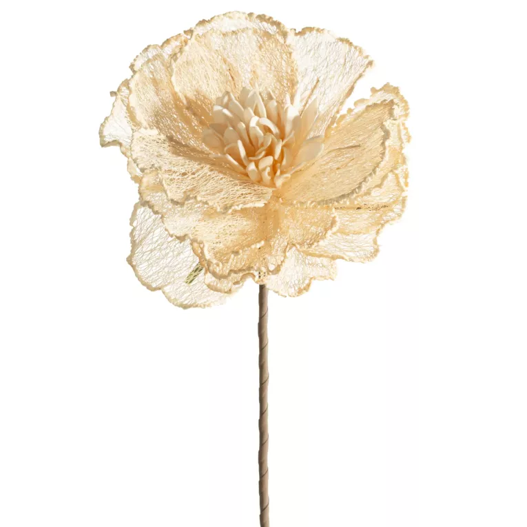 Kwiat sztuczny jasnobeżowy z siateczki 85 cm Eurofirany