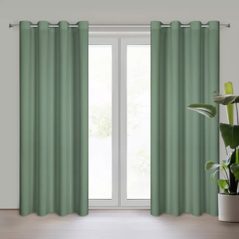 Zasłona ciemnomiętowa z matowej gładkiej tkaniny 140x250 cm przelotka RITA Eurofirany