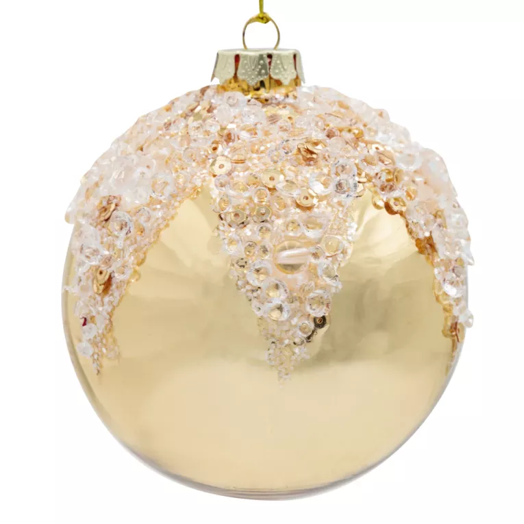 Klasyczna bombka choinkowa ręcznie zdobiona z dodatkiem kryształków Eurofirany