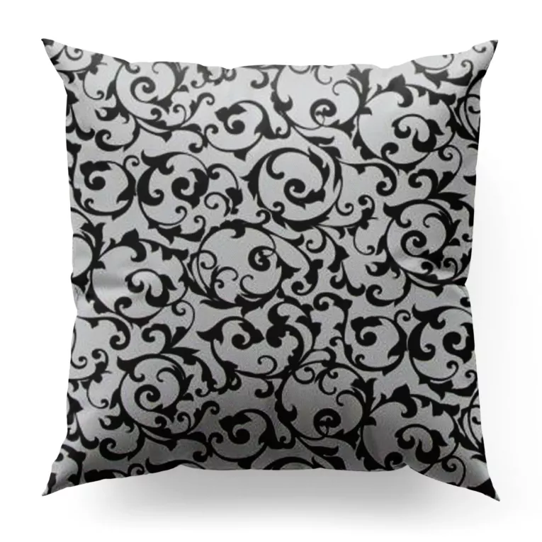 Poszewka szyta biało czarna z miękkiej tkaniny z nadrukiem w fantazyjny wzór