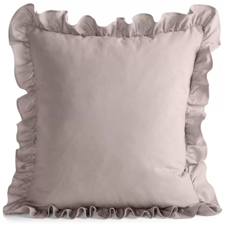 Poszewka na poduszkę 45x45 cm bawełniana z ozdobną falbanką pudrowa Eurofirany