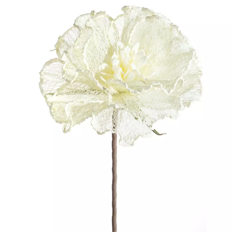 Kwiat sztuczny kremowy z siateczki 85 cm Eurofirany
