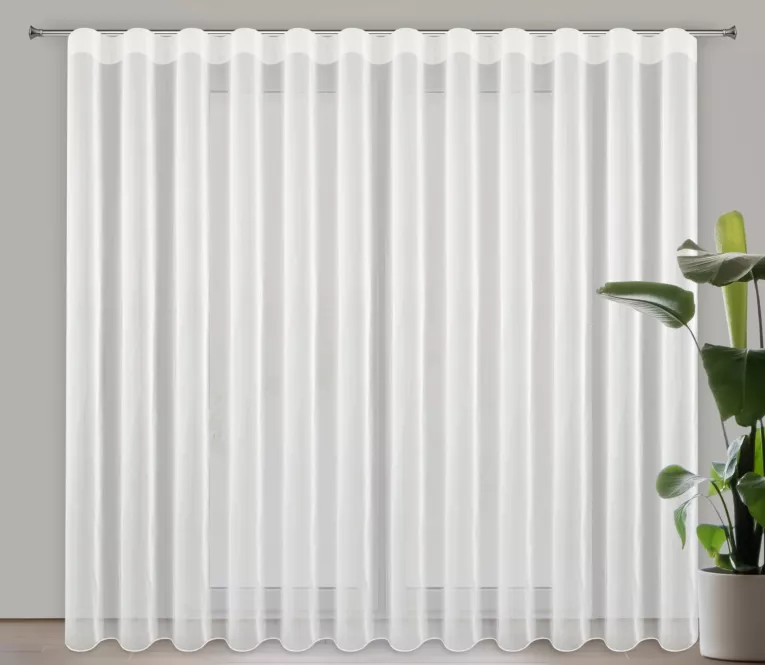 Firana kremowa z gładkiego mlecznego woalu wykończona szwem obciążającym VIOLET 200x300 cm fala 1:2 Eurofirany