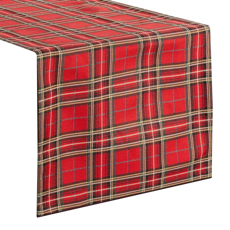 Bieżnik na stół czerwony 40x180 cm gobelinowy LOOK świąteczny w kratę